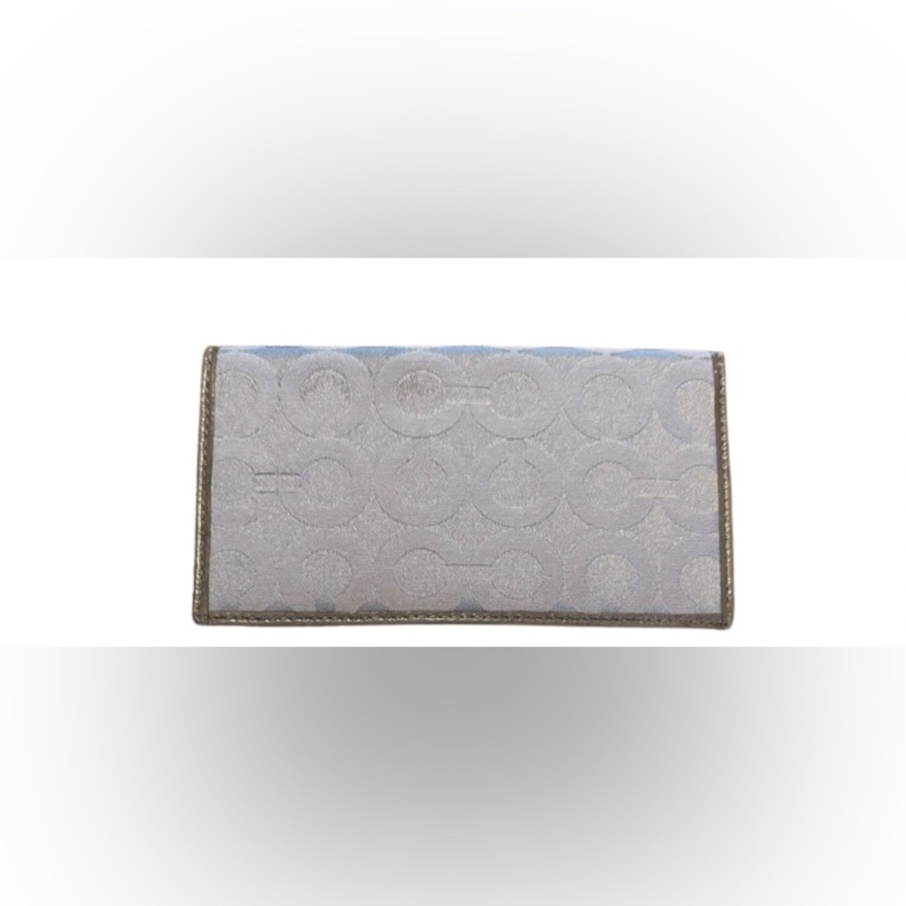 Coach Metallic Silver Passport Holder or Slim Wallet with Op C Design